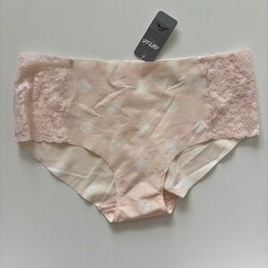 Aerie Mini Boy Brief Peach With White Polka Dots and Lace Underwear